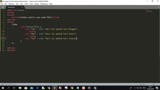 Switch case pada pemrograman PHP смотреть онлайн