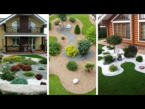 Красивый дизайн клумб с декоративным камнем