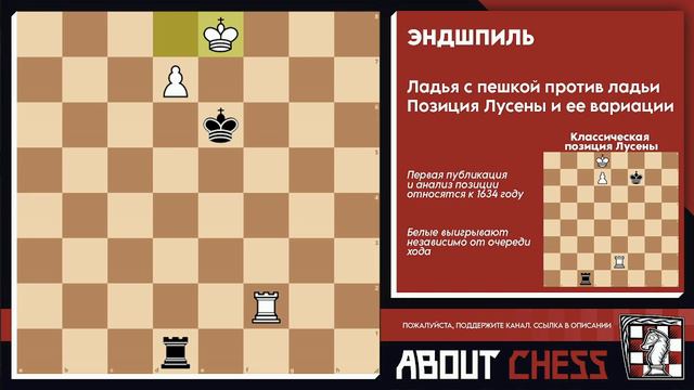 Ладейный эндшпиль. Позиция Лусены. смотреть онлайн