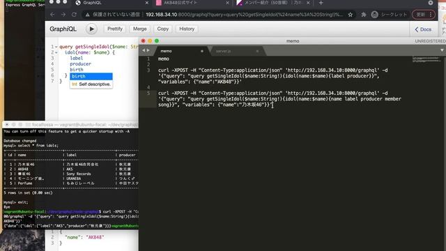 【 GraphQL 】 MySQLデータを Node.js でAPIとして公開 [アイドル編] смотреть онлайн