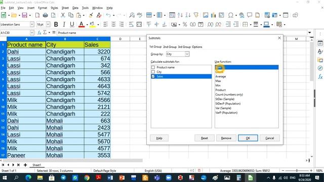 Libre Office Calc Spreadsheet Lecture 3 Subtotal смотреть онлайн