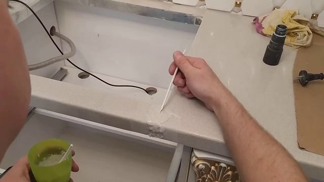 Работа со столешницей из искусственного камня (акриловой). Склейка столешницы. Шлифовка. Полировка. смотреть онлайн