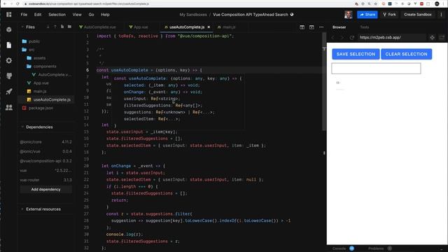 Autocomplete Component with Vue Composition API in VueJS смотреть онлайн
