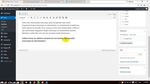 Mid kamida Cashirada dhawaan so galin dona Youtubeka e WORDPRESS (Posts and Categories,Tags in WP) смотреть онлайн