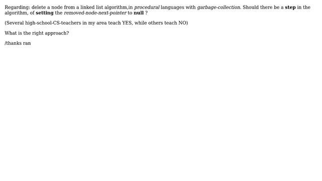delete node from linked list (lang w/GC) -should deleted item 'next' be set to null смотреть онлайн