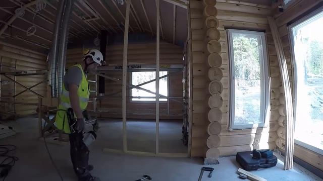 Правильная конструкция каркасной перегородки в доме из бревна и бруса . Серия 11. смотреть онлайн