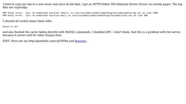 Drupal: PHP Fatal error: Call to undefined function chdir() смотреть онлайн