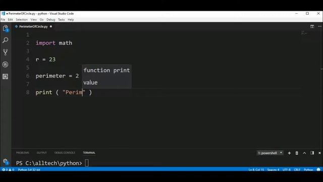 perimeter of circle in python ? смотреть онлайн