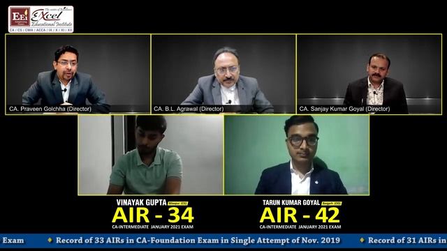 Interview of AIRs in CA-Inter Jan. 2021 Exam | Excel Educational Institute смотреть онлайн