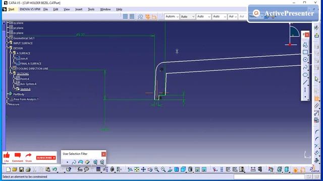 CATIA|HOW TO CREATE MASTER SECTION SKETCH |MASTER SECTION FILE|CUP HOLDER BEZEL CENTER CONSOLE смотреть онлайн