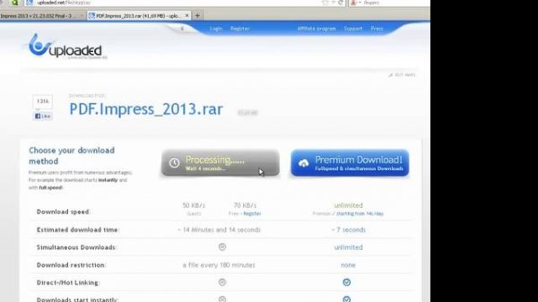 Как скачать бесплатно с uploaded.net видео урок инструкция