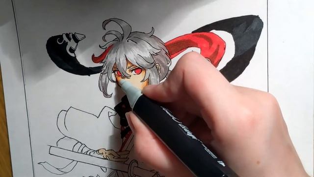 Пробую скетч-маркеры впервые и рисую Казуху. Kazuha Genshin Impact Speedpain