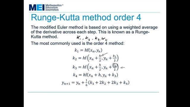 MEI FPT: Differential Equations 3 - Numerical solutions: Runge-Kutta method order 4 смотреть онлайн