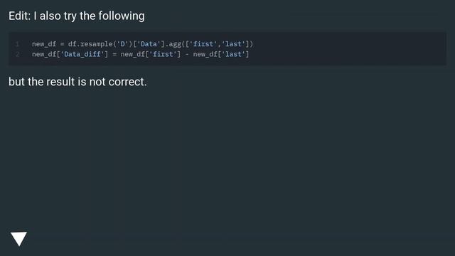 For each day, subtract last time row from the first time row with Python смотреть онлайн