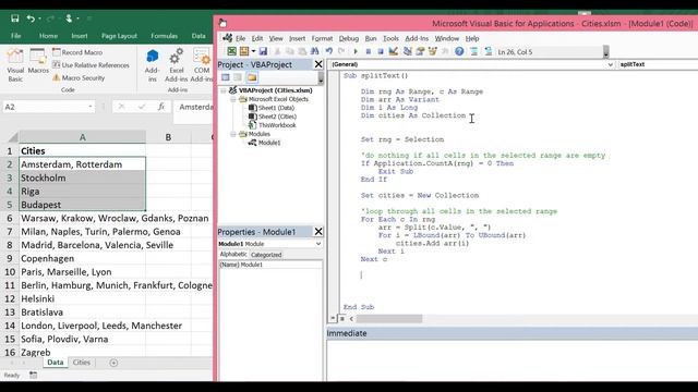 Excel's Split function - Split Text Vertically with VBA смотреть онлайн