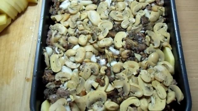Мясо по французски с картошкой фарш и грибы.Potato casserole recipe Блюдо смотреть онлайн