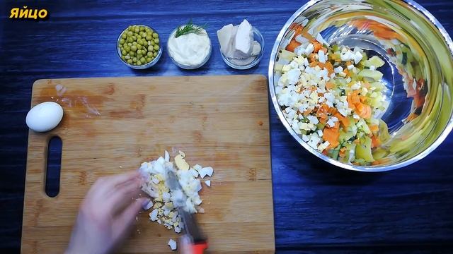 Новогодний салат Оливье | Рецепт с курицей и домашним майонезом. смотреть онлайн