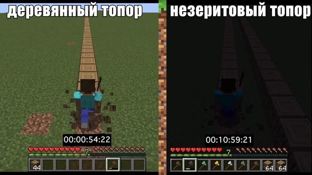 wooden axe vs netherite axe in minecraft / деревянный топор vs золотой топор в майнкрафт смотреть онлайн