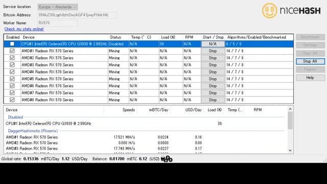 NiceHash Miner Legacy V1.9.2.18 RX570 4GB 8 Cards смотреть онлайн