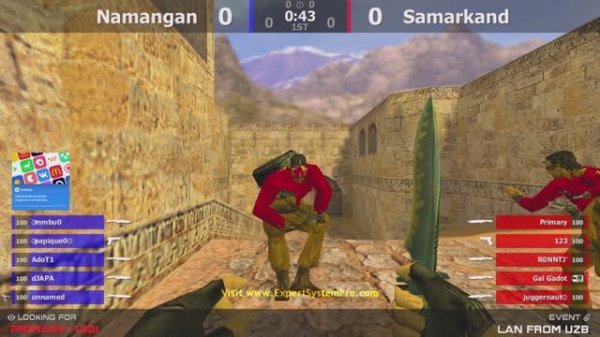 Четвертьфинал Узбекского LAN турнира по CS 1.6 [Namangan -vs- Samarkand] 1map  @kn1fe TV