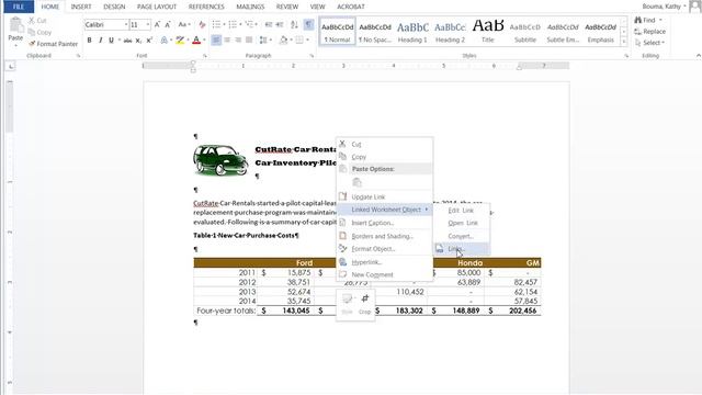 Breaking a Link Excel Data in a Word Document смотреть онлайн