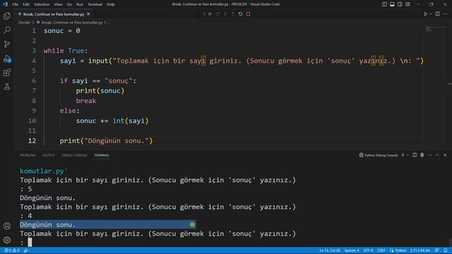 PYTHON - BREAK, CONTINUE VE PASS KOMUTLARI смотреть онлайн