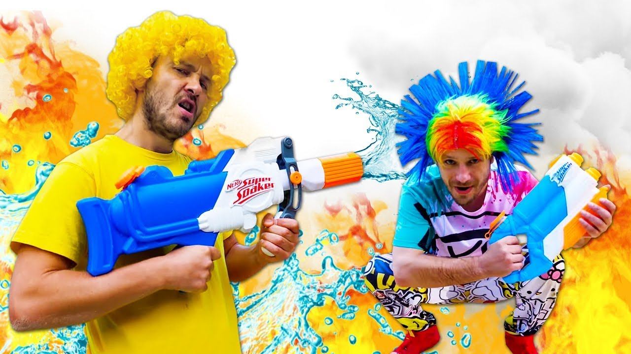 Nerf Water Guns! Nerf Gun Games In A Sandbox With Nerf Super Soaker Blasters