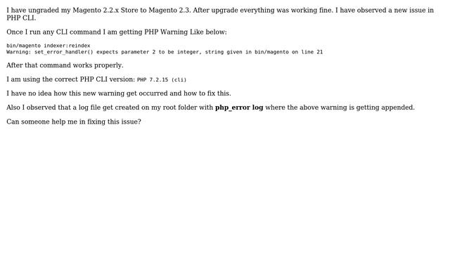 Warning: set_error_handler() expects parameter 2 to be integer, string given in bin/magento on... смотреть онлайн