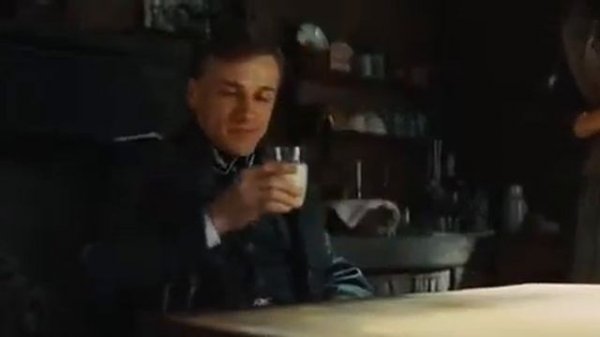 Hans Landa drinks LaPadite's milk vocoded to Gangster's paradise
