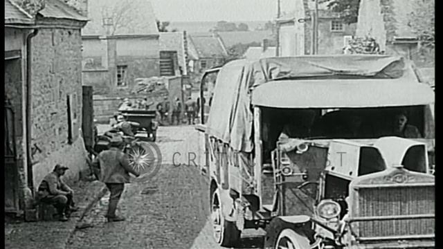 United States 47th Infantry Troops Passes By Town And Rest On A Field Of Fresnes ...HD Stock Footag