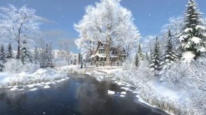 Скринсейвер 4К | Зимний дом | Снегопад | Заставка 4К