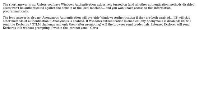 Can I detect authenticated domain users in IIS / ASP.NET without prompting everyone else for... смотреть онлайн