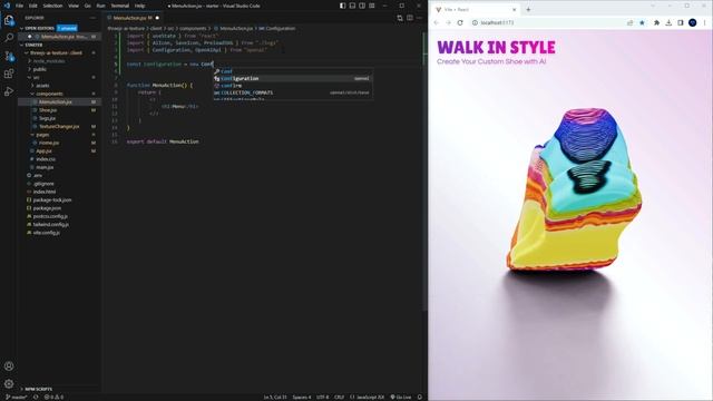 Build a custom textures website for shoes with AI using DALL·E 2 and Three.js (React, Tailwind) смотреть онлайн