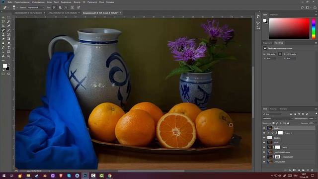 63.Garden Photography. Натюрморт с апельсинами и цветами колючек смотреть онлайн