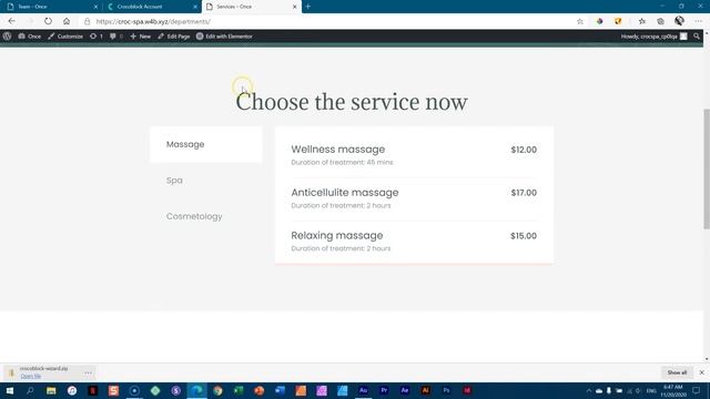 ONCE Dynamic Template | Full Dynamic Spa Reservation Layout From Crocoblock With Jet Plugins