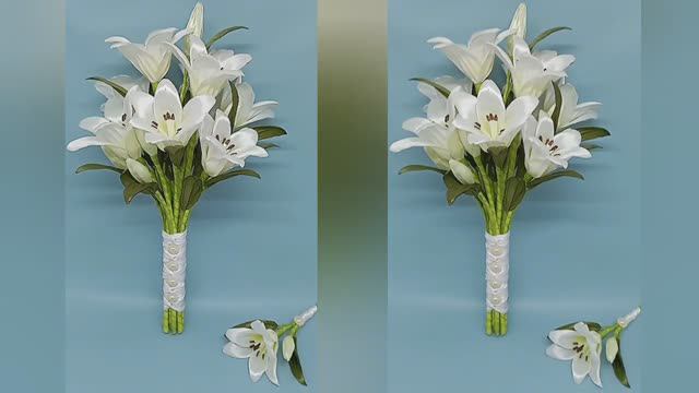 СДЕЛАЙ САМ _ Как легко сделать букет цветов лилии из атласной ленты _ свадебный букет своими руками смотреть онлайн