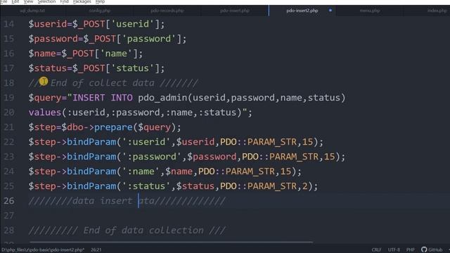 PHP PDO Parameterized query to insert data to MySQL table and lastInsertId() of the record in HINDI смотреть онлайн