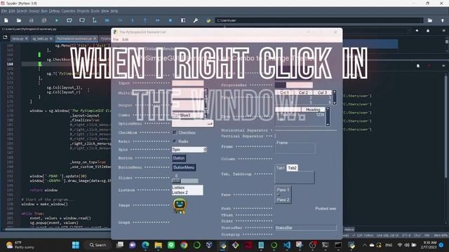 Demo of code of Python PySimpleGUI -- parameter right_click_menu in sg.Window method -- part 1. смотреть онлайн