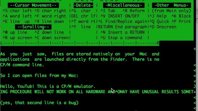 CP/M for OS X — WordStar (and Turbo Pascal, and Supercalc) смотреть онлайн