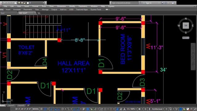 4bhk House Plan (42'X32') || #autocad #super_house_desginer смотреть онлайн