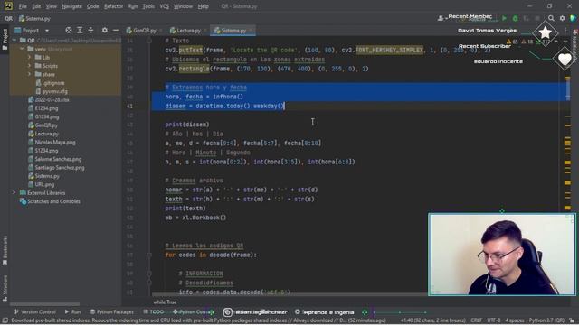 CONTROL DE HORARIO CON CODIGOS QR EN TIEMPO REAL | Vision artificial Python OpenCV смотреть онлайн