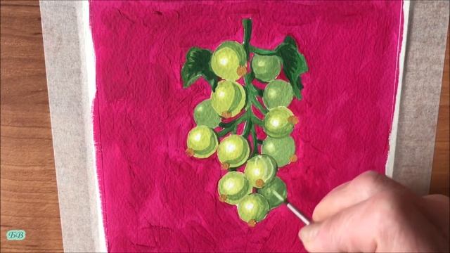 Урок живописи, шаг за шагом | Смородина| Гуашь | Для отдыха | #ASMR #живопись #гуашь #натюрморт смотреть онлайн