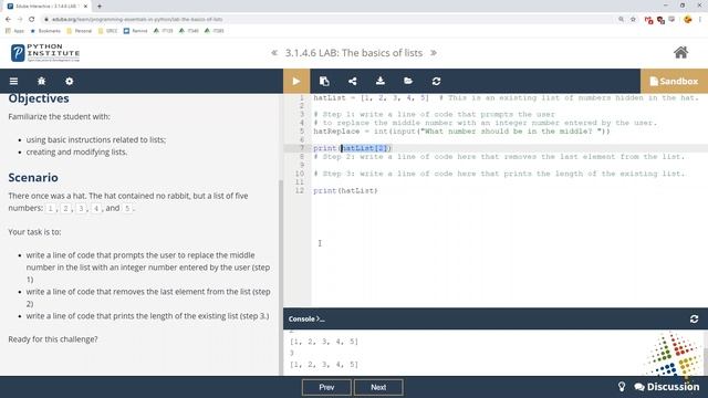 Python Institute lab 3.1.4.6 смотреть онлайн