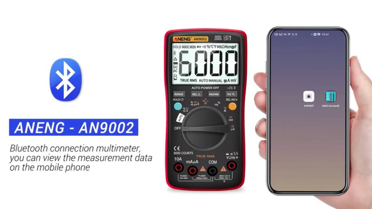 ANENG AN9002 Bluetooth цифровой мультиметр 6000 отсчетов смотреть онлайн
