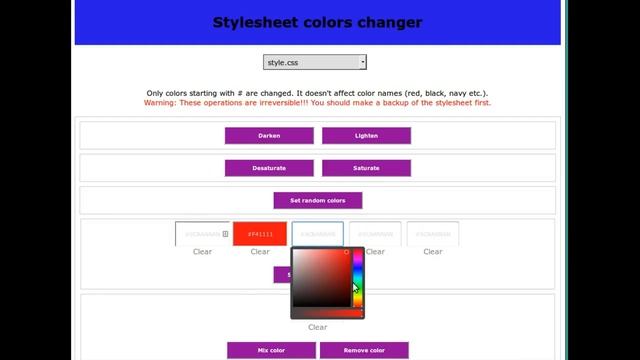 PHP source code for download - CSS colors changer смотреть онлайн