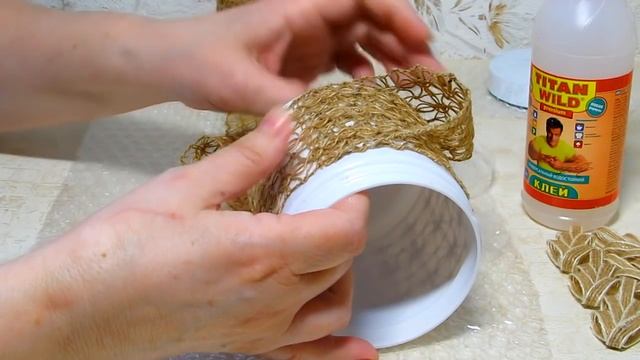 Шкатулка из джута и пластиковой банки своими руками. смотреть онлайн