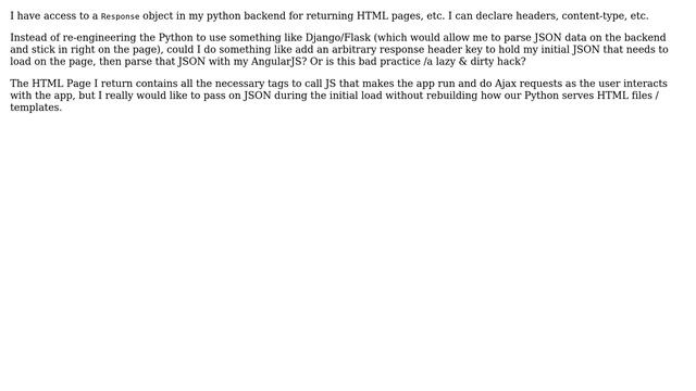Software Engineering: Load JSON immediately for SPA instead of AJAX? (Python=＞AngularJS) смотреть онлайн