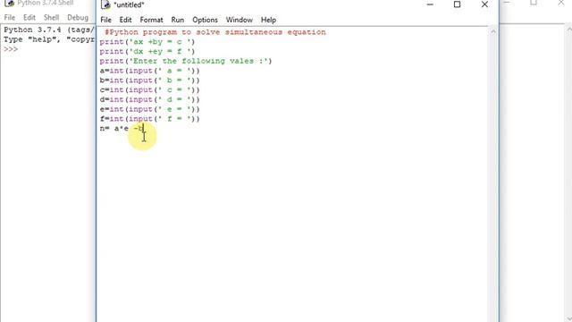 Python program to solve simultaneous equation смотреть онлайн