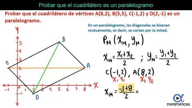 Probar que el cuadrilátero con vértices A, B, C y D es un paralelogramo | Geometría analítica-Vitua смотреть онлайн