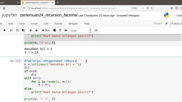Kelas Python 3 - Fungsi Rekursi - Mencari Nilai Faktorial #24 смотреть онлайн